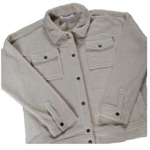 BB Dakota Cream Fleece Sherpa Jacket Shacket Size M Cozy Snap Front Western